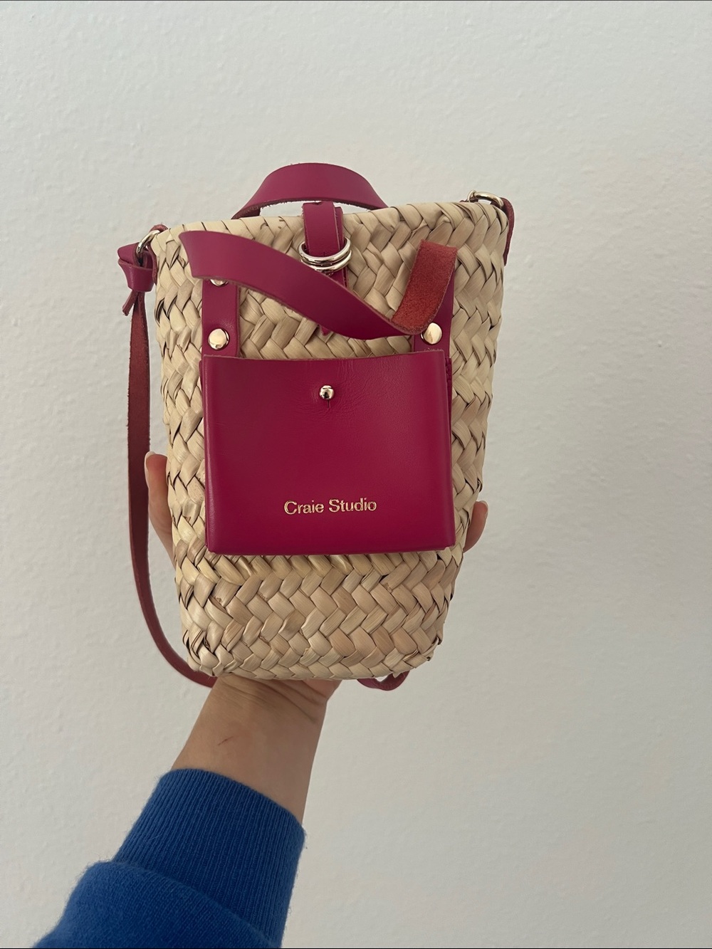 Craie Studio Handwoven Nano Air Basket Crossbody Bag in *Rare hot pink*